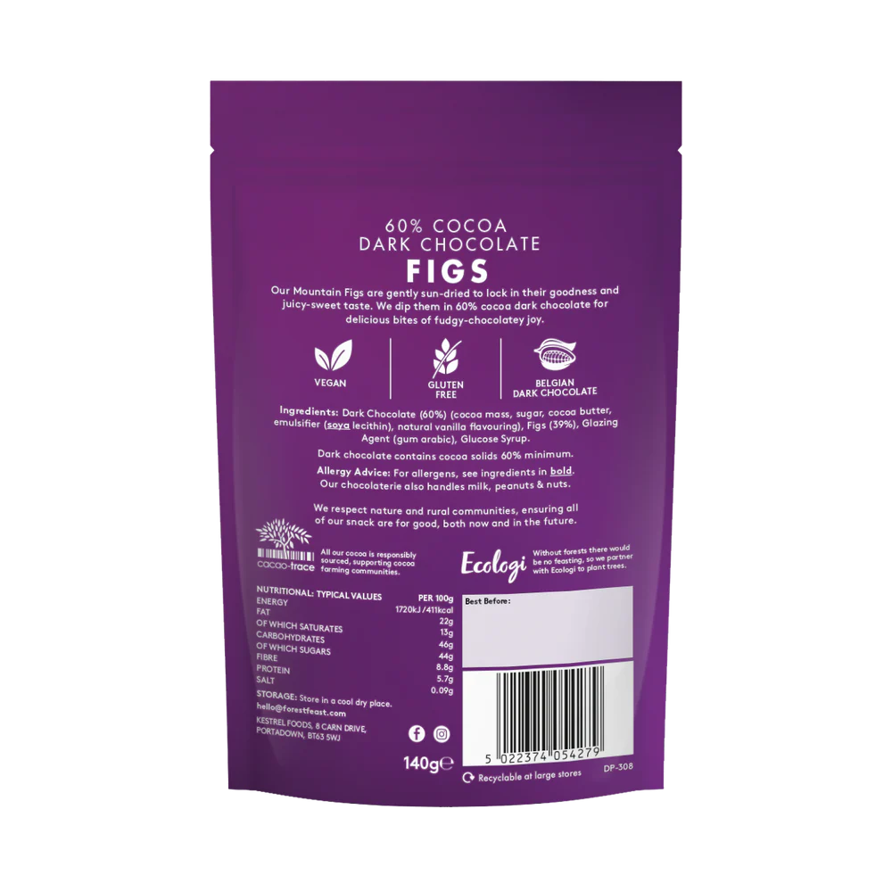 Forest Feast 60% Cocoa Dark Chocolate Figs 140g