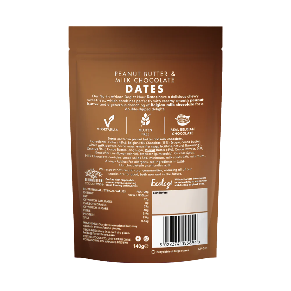 Forest Feast Peanut Butter & Milk Chocolate Dates 140g
